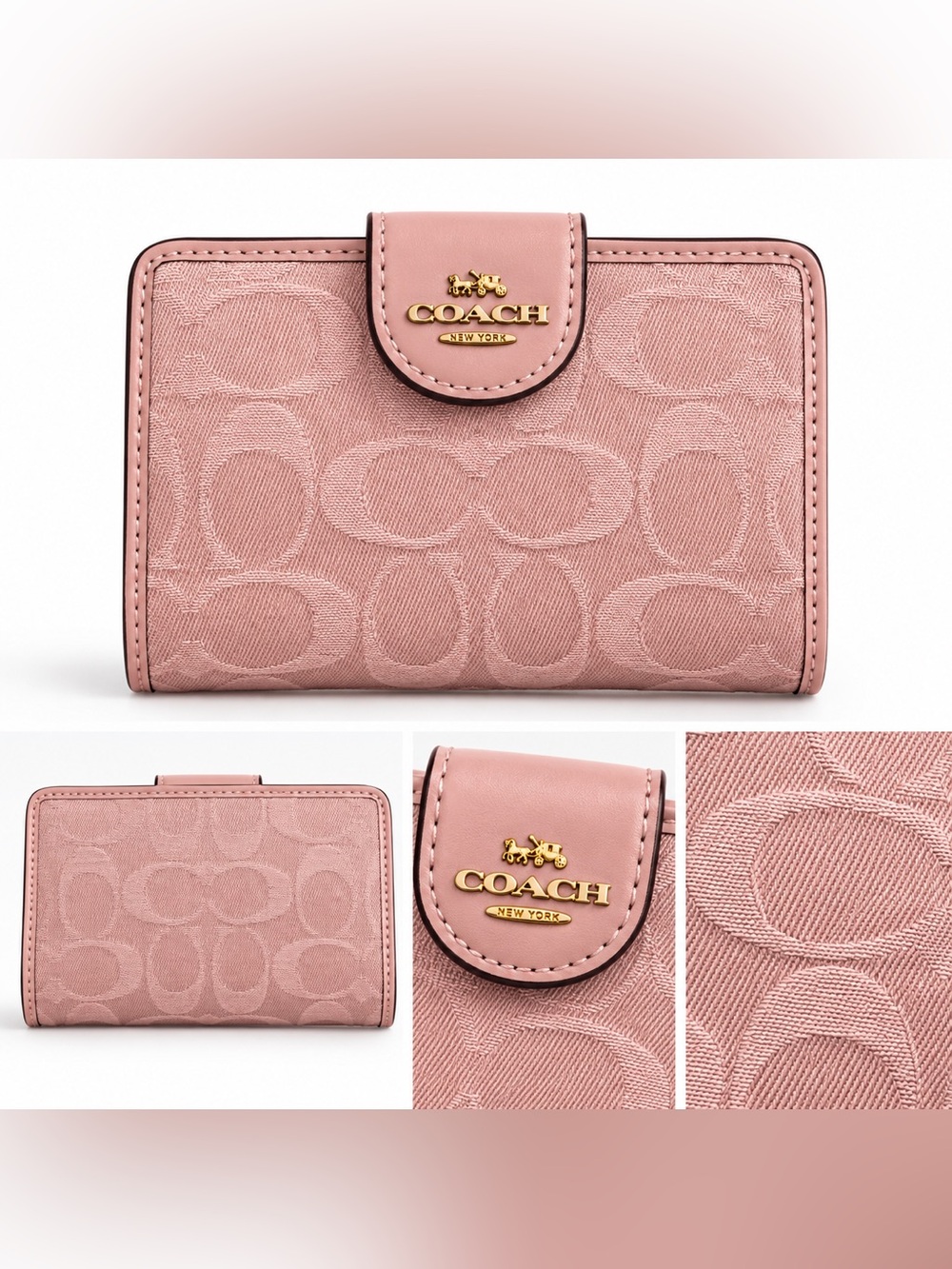 Coach Pink Signature Small Accordion Wallet